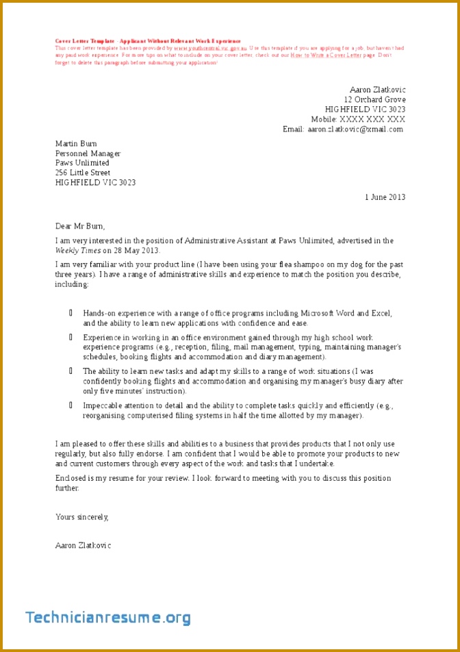 Sample Resume Example Cover Letter for Resume Inspirational Job Letter 0d Archives 952672