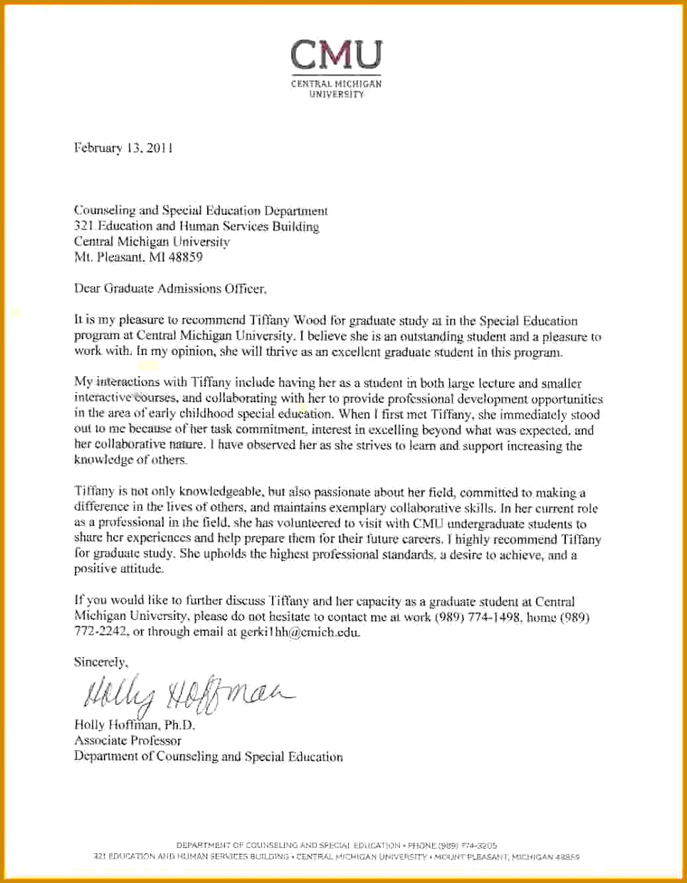 Letter Re mendation Samples Letters For Graduate School 1239965