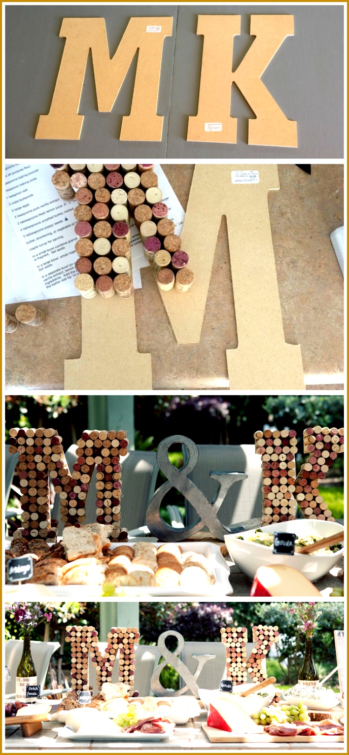 Cork monogram letters cork décor wine themed bridal shower DIY monogram wine cork letters Popular with the Poplins 1488688