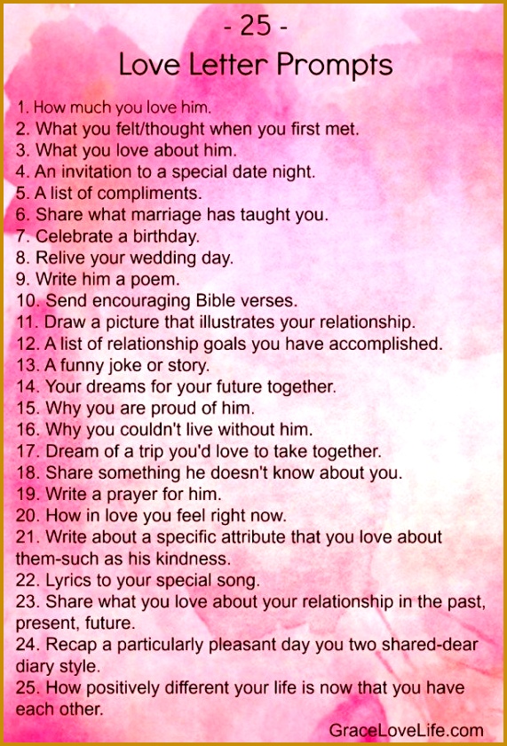 What to write a love letter but don t know where to start Here are 25 Love Letter Prompts to help you started GraceLoveLife 840571