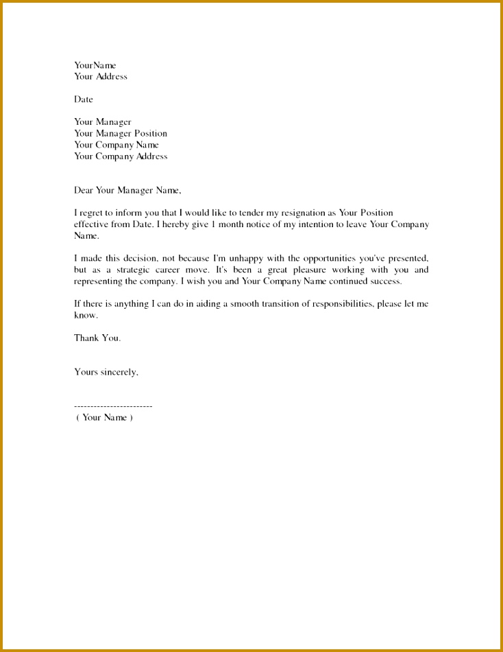 Formal Letter Resignation Format Examples Choice Image Example 950734
