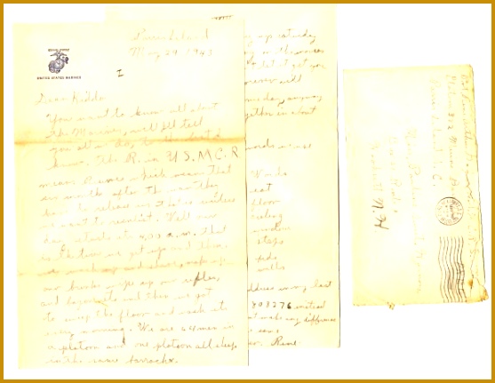 Lot of 36 Autograph WWII Dated Letters Signed From Iwo Jima Hero Rene Gagnon 557431