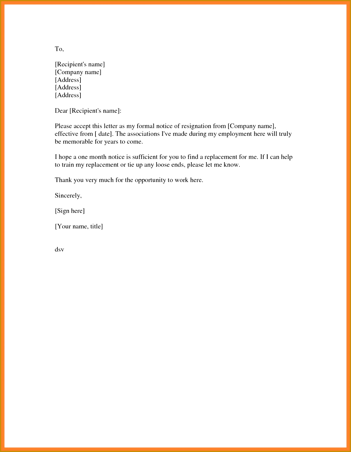 Resignation Letter Template In Word Format Copy Short Resume And Lication S Le 15661217