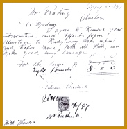 letter from William Penduck stating "I agree to remove your furniture and effects from Alveston to Rudgeway take apart and refix same take all risk 186183