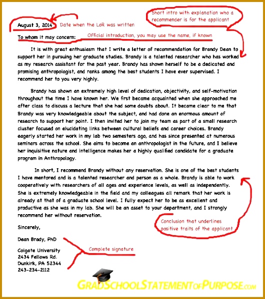 Graduate School Letter of Re mendation Format 599530