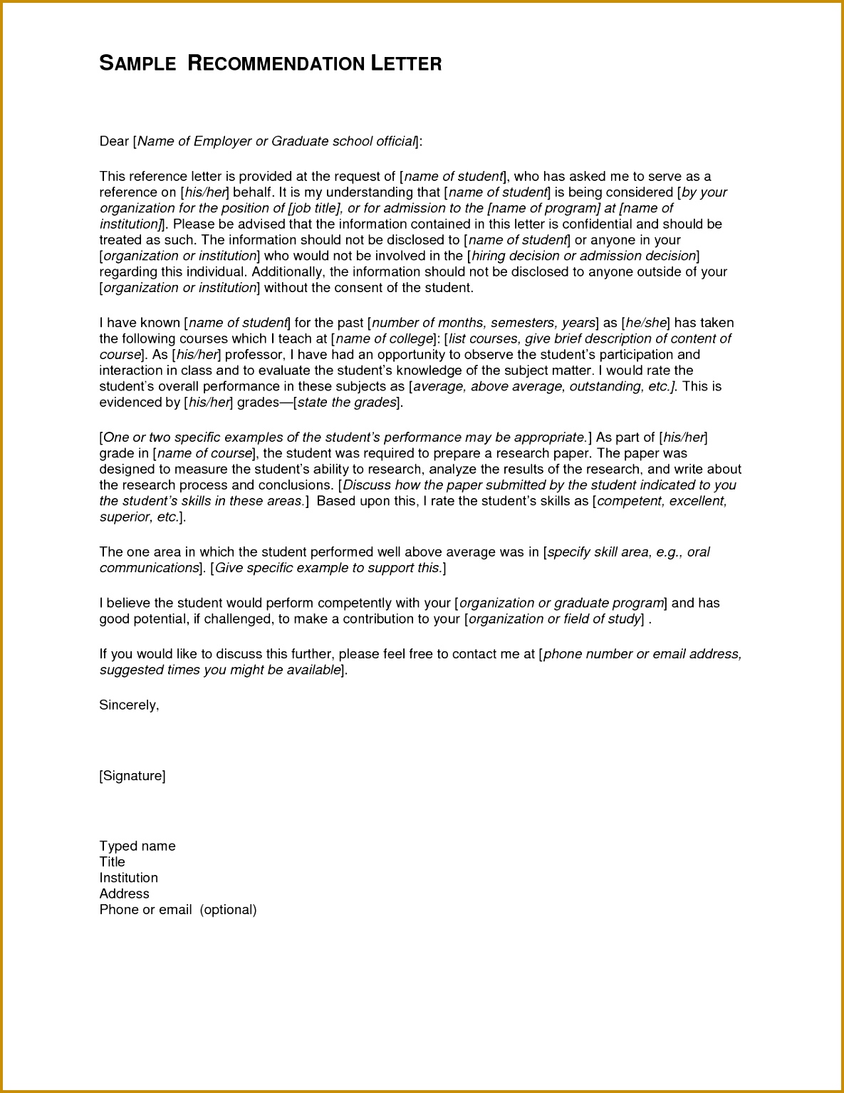 Sample College Re mendation Letter From Parent Lovely Grad School Re Mendation Letter Sample Samples for Sample 15341185
