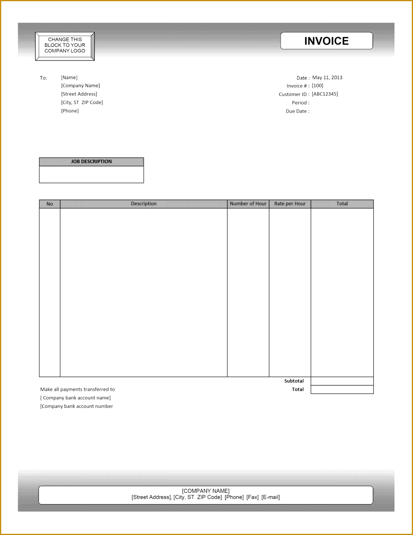 Bill Template Word Also Landscaping Invoice Template and Free Printable Invoice Template 18411422