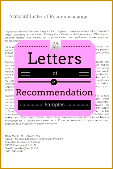 Physician Assistant School Application Re mendation Letter 366548