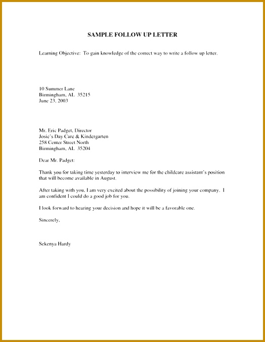 Sample Follow Up Email After Interview 524677