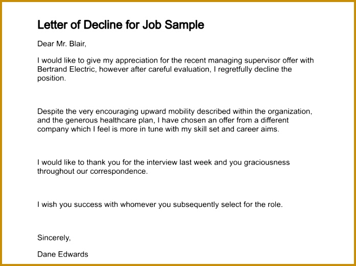 Letter of Decline 522697