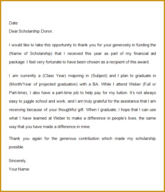 Sample Scholarship Thank You Letter 11 Documents in PDF 558651