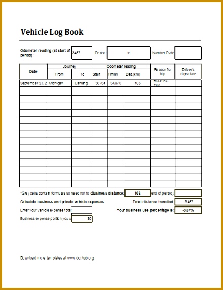 Vehicle Log Book Template Download At HttpWwwDoxhubOrg 571440