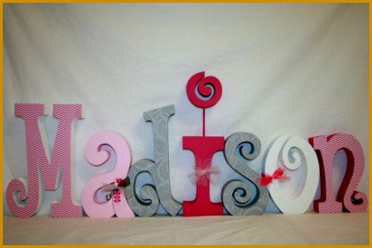 Nursery letters Baby Girl Nursery custom wood letters pink and gray 353530