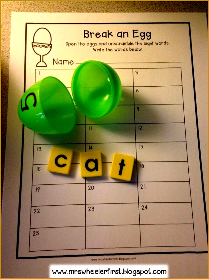 Free Easter egg sight word activity Break an egg unscramble the letters and write it on the sheet So fun Get this and MORE great ideas to use with 892669