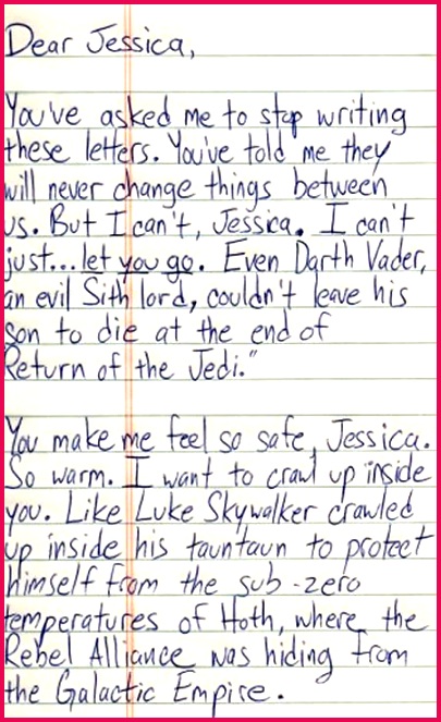 Passionate love letter written by a Star Wars fan