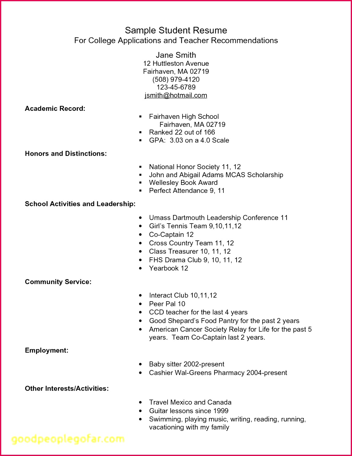 Examples Resumes Ecologist Example Teacher Resume Unique Elegant Resume for Highschool Students Excellent Resumes 0d Student