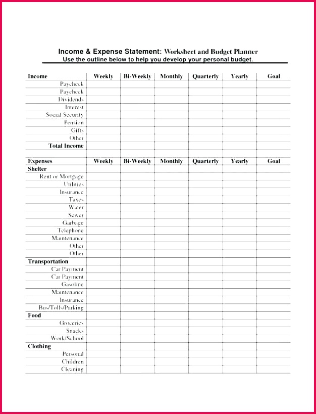 blank projected in e statement financial worksheet business templates