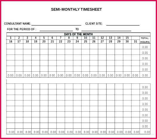bi weekly timesheet template with lunch monthly excel semi free simple