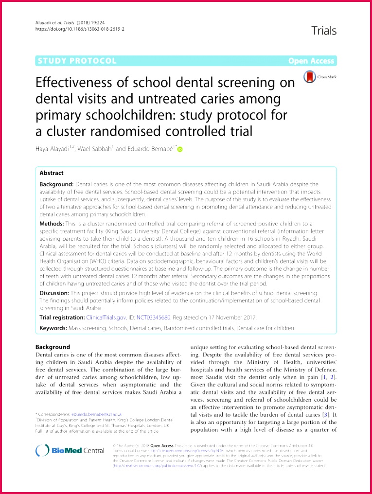 PDF School dental screening programmes for oral health