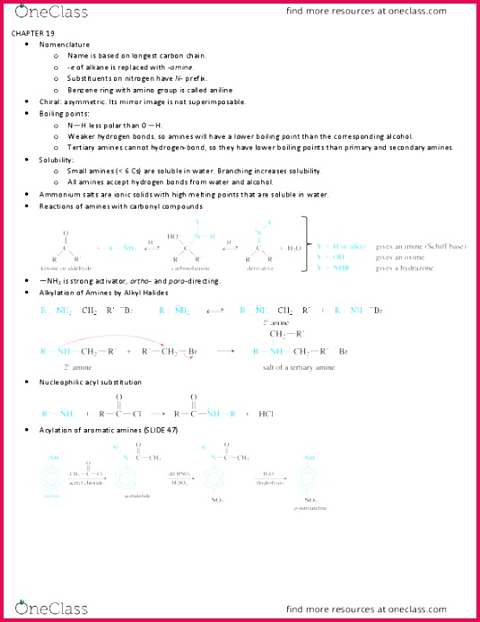 CHEM 2021 Chapter Notes Chapter 19 Nucleophilic Acyl Substitution Boiling Point Acylation