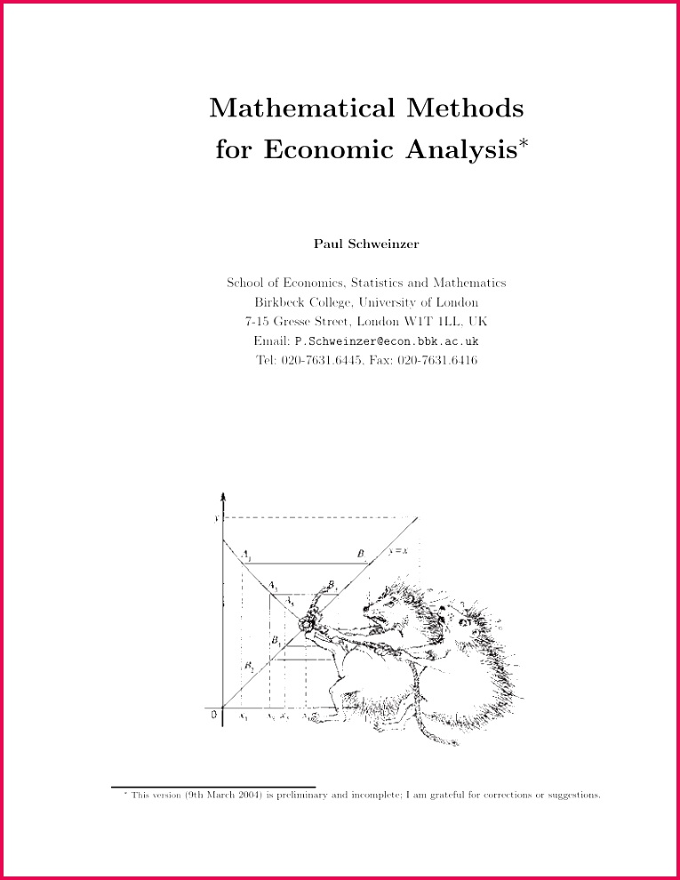 PDF Mathematical Methods for Economic Analysis