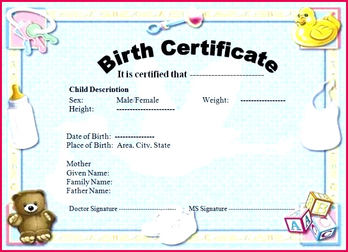 baby doll birth certificate template printable certificates