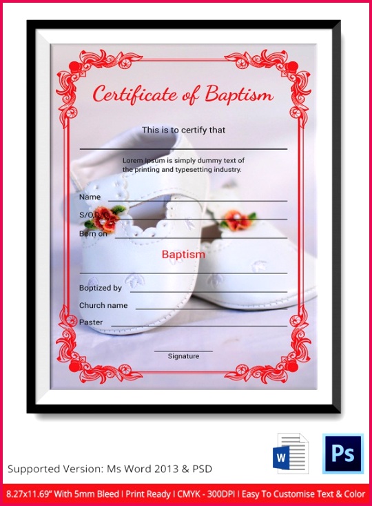 Simple Baptism Certificate Template