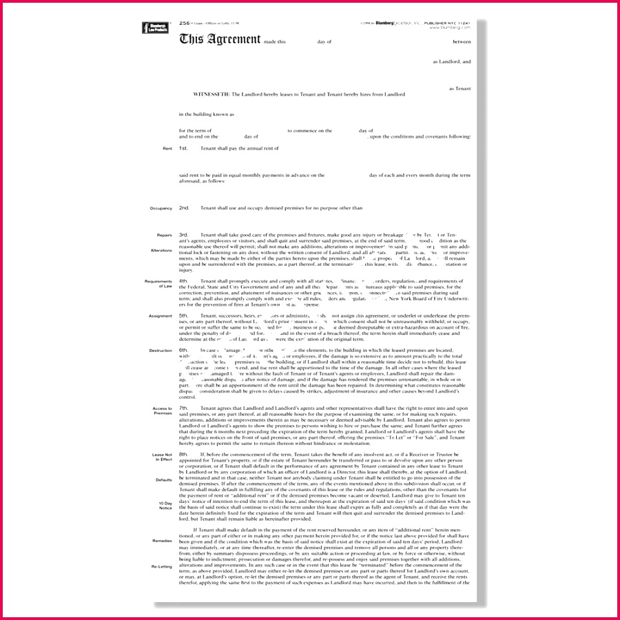 blumberg lease agreement t free form pdf mercial template