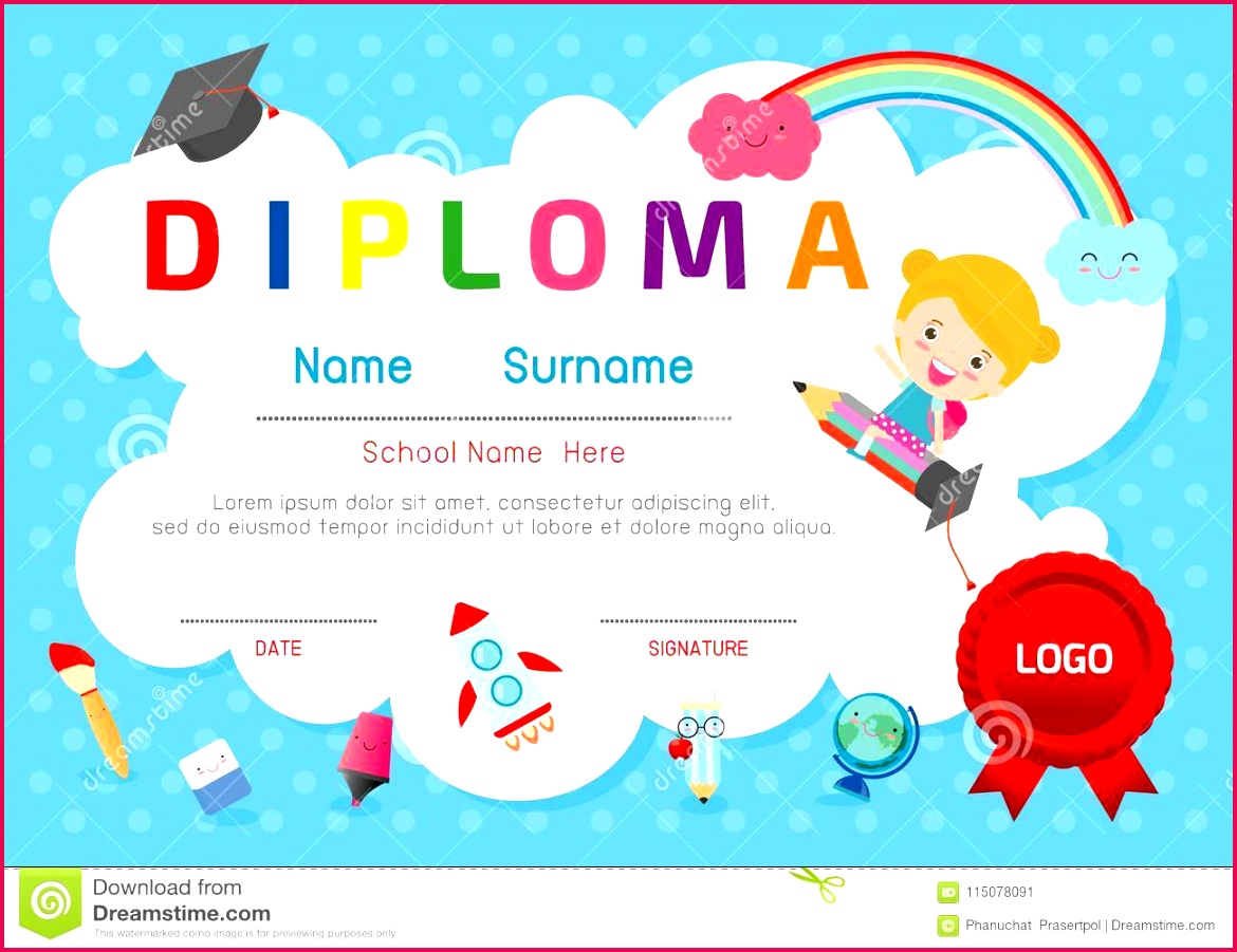 certificate kids diploma kindergarten template layout space background frame design vector students education preschool