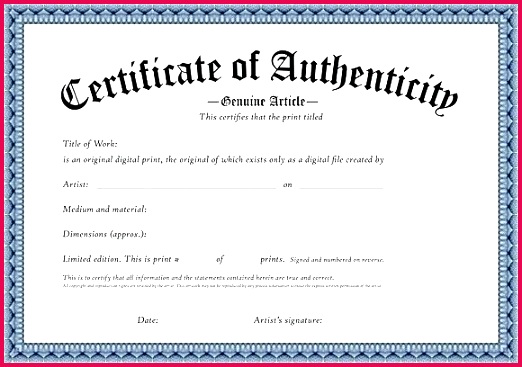 printable certificate of authenticity template best letter word awesome cert