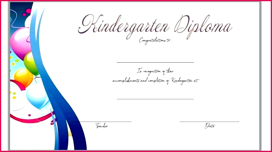 diploma certificate template kindergarten blue red templates word