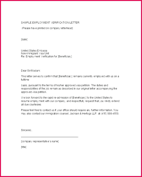 6 Employment Verification Letter Template for Visa 04778 | FabTemplatez