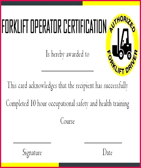 forklift certification wallet card template free training