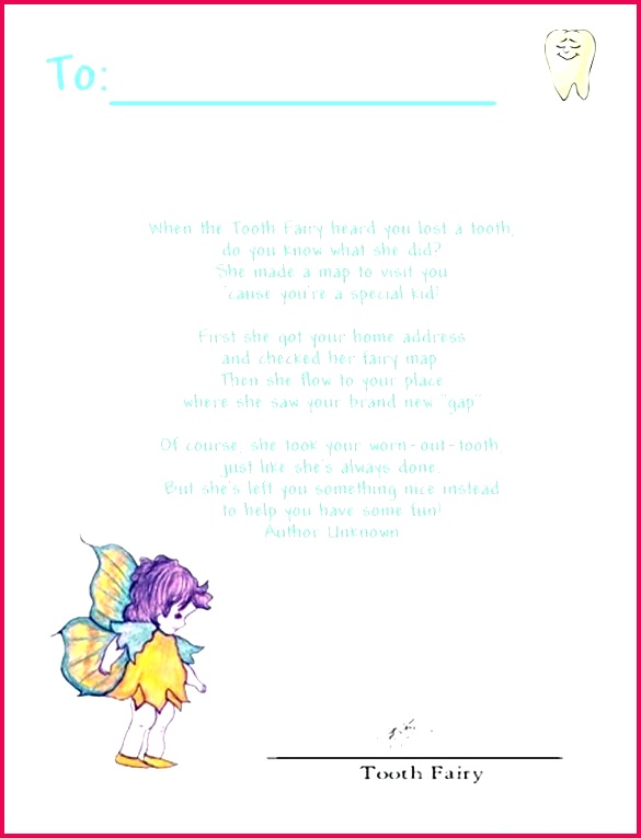 Free Editable Tooth Fairy Letter