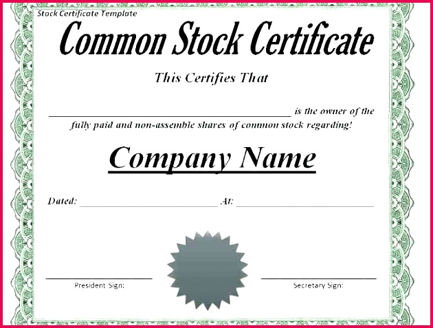 free share certificate template stock printable