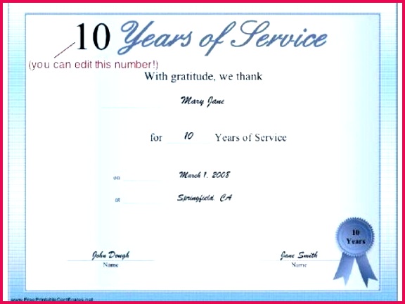 4 Free Years Of Service Certificate Templates 82492 | FabTemplatez