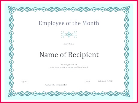 Certificate for Employee of the Month blue chain design