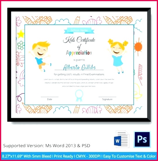 certificate template kids of appreciation for childrens co baby baptism