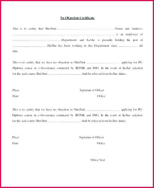 no objection certificate of government employees letter template planning permit example
