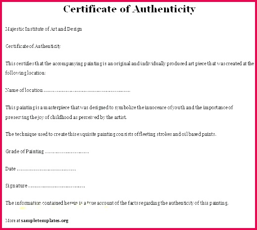 free printable certificate of authenticity templates template letter ficate autograph