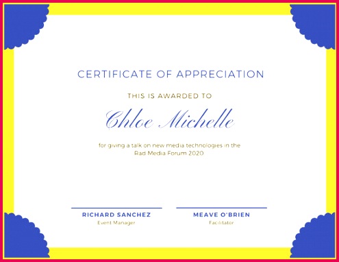 Blue and Yellow Attendance Certificate