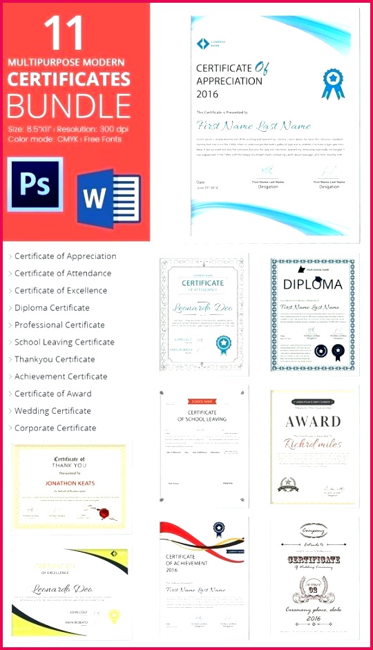 certificate template bundle diploma word sample