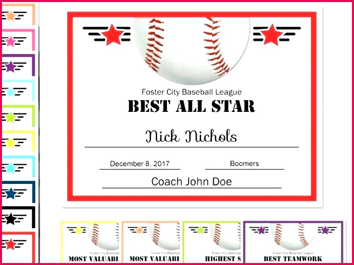 Softball Award Certificate Template