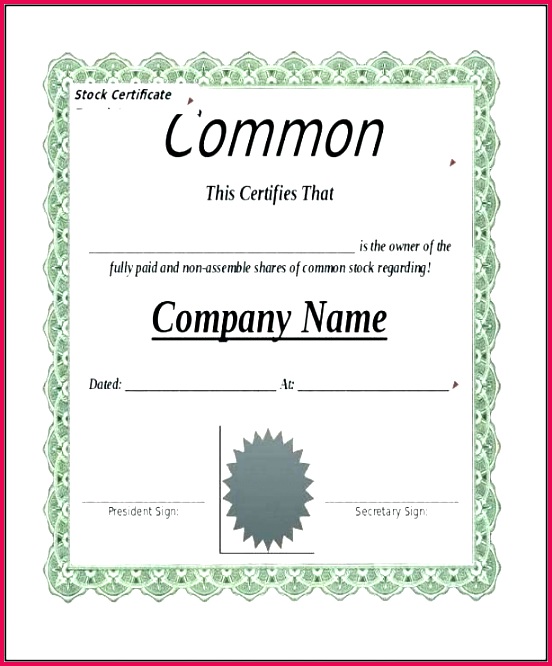 blank stock certificate template form certificates paper pany share free