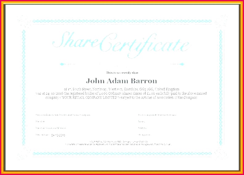 shareholder certificate template share certificates condo free doc uk