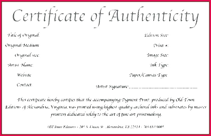 artwork certificate of authenticity template awesome free microsoft word c