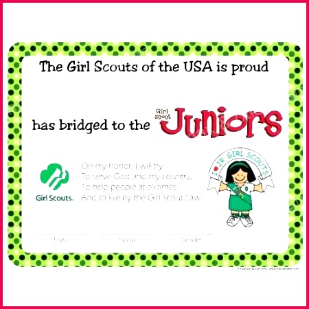 girl scout bridge to juniors certificate ideas bridging and template