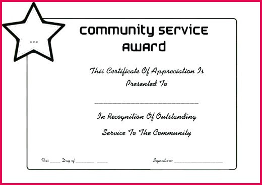 template for award certificates service certificate of appreciation volunteer awards leadership ce