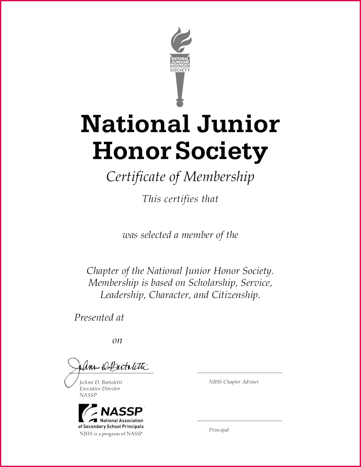 NJHS Member Certificate Contemporary
