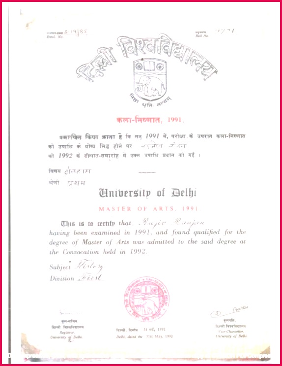 master of arts delhi university degree certificate 1 638